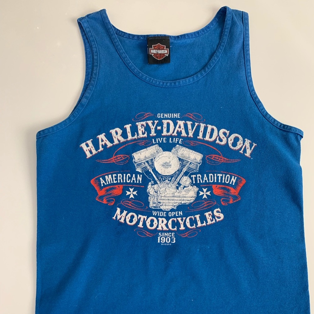 Blue slightly used Harley tank top